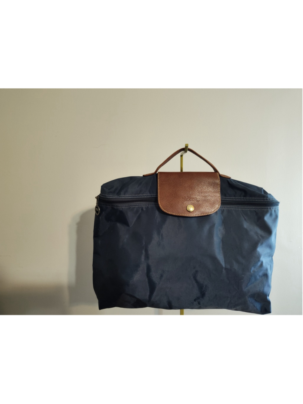 Women's Longchamp Le Pliage Tote Bag One Size Navy and Brown